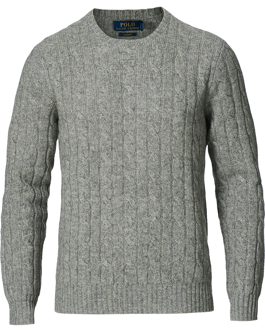 Herre | Gensere | Polo Ralph Lauren | Cashmere Cable Crew Neck Sweater Fawn Grey Heather