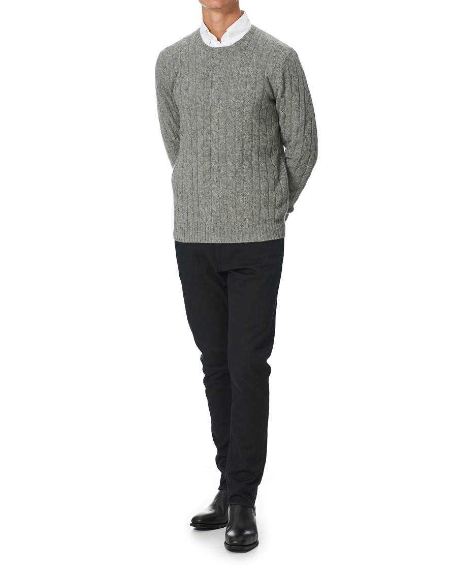 Herre | Gensere | Polo Ralph Lauren | Cashmere Cable Crew Neck Sweater Fawn Grey Heather