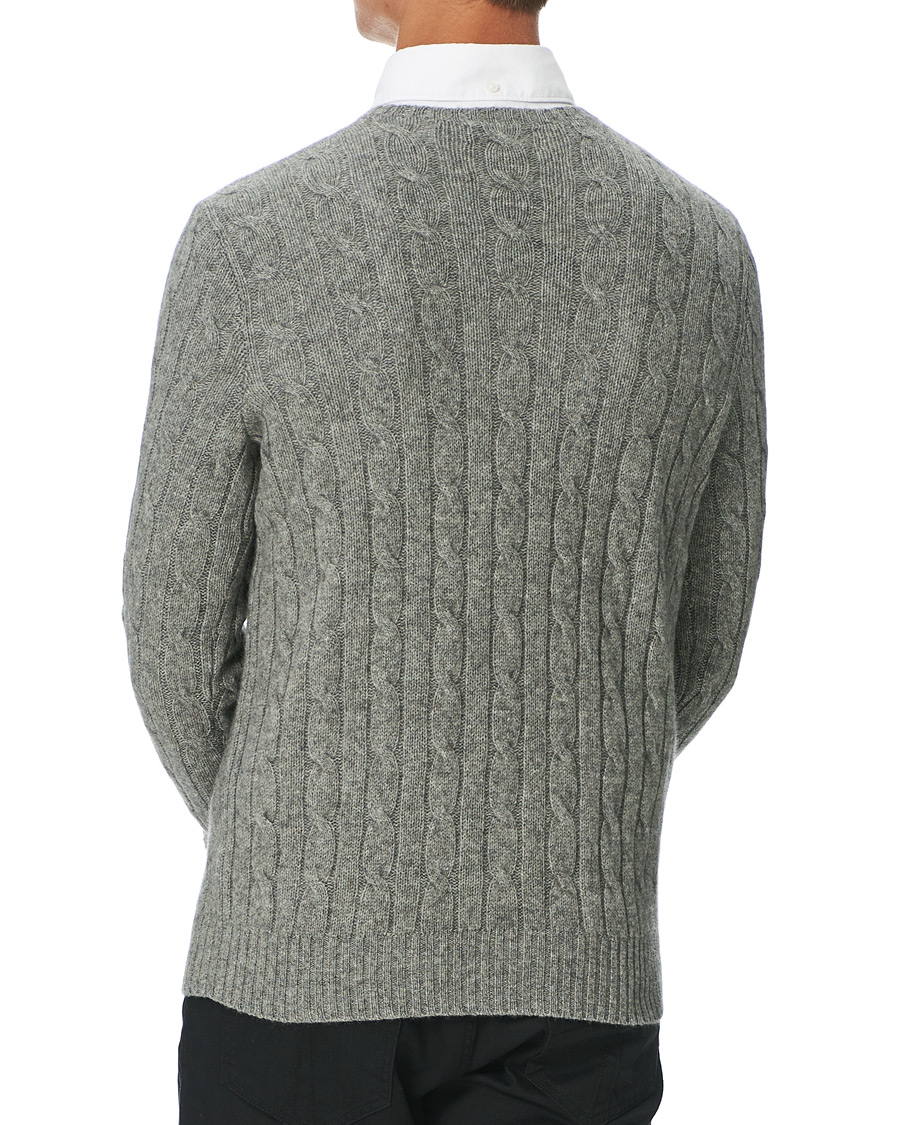 Herre | Gensere | Polo Ralph Lauren | Cashmere Cable Crew Neck Sweater Fawn Grey Heather
