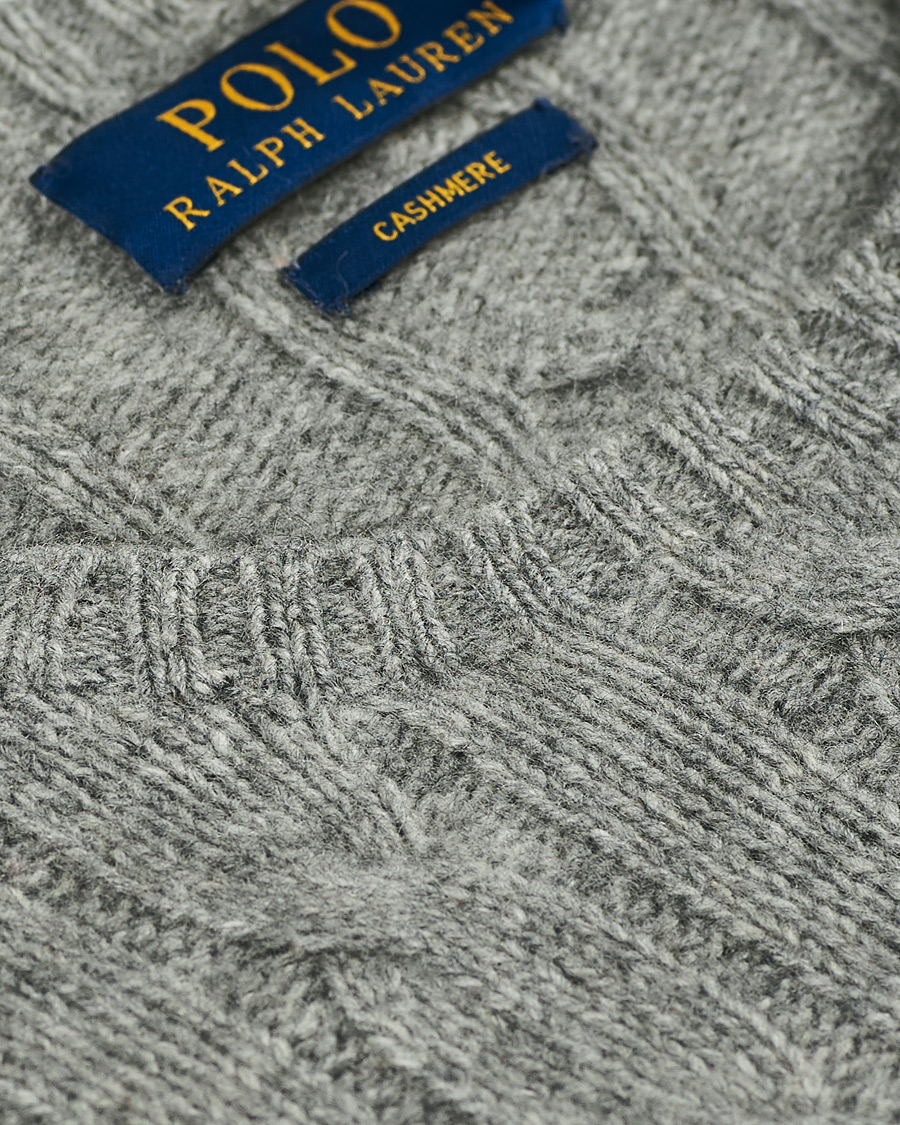 Herre | Gensere | Polo Ralph Lauren | Cashmere Cable Crew Neck Sweater Fawn Grey Heather