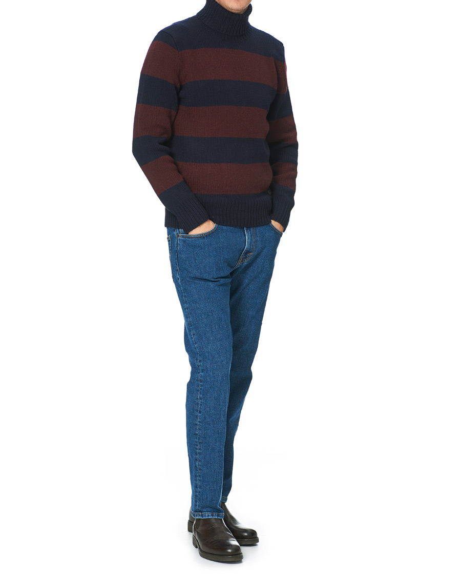 Herre | Gensere | Polo Ralph Lauren | Barstriped Knitted Turtleneck Wine/Navy
