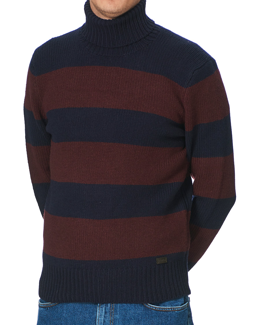 Herre | Gensere | Polo Ralph Lauren | Barstriped Knitted Turtleneck Wine/Navy