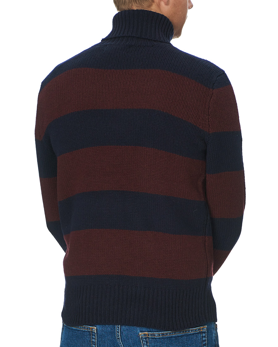 Herre | Gensere | Polo Ralph Lauren | Barstriped Knitted Turtleneck Wine/Navy