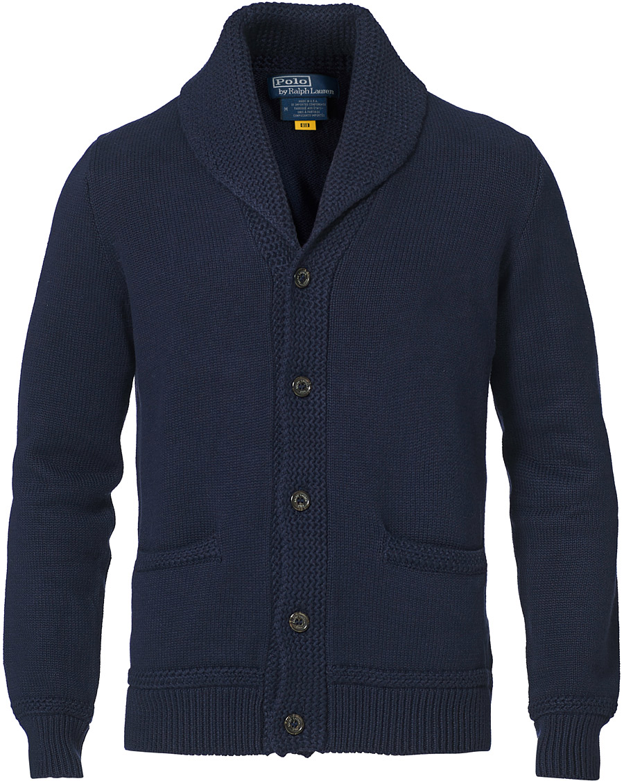 Herre | Gensere | Polo Ralph Lauren | Cotton Knitted Flag Cardigan Hunter Navy
