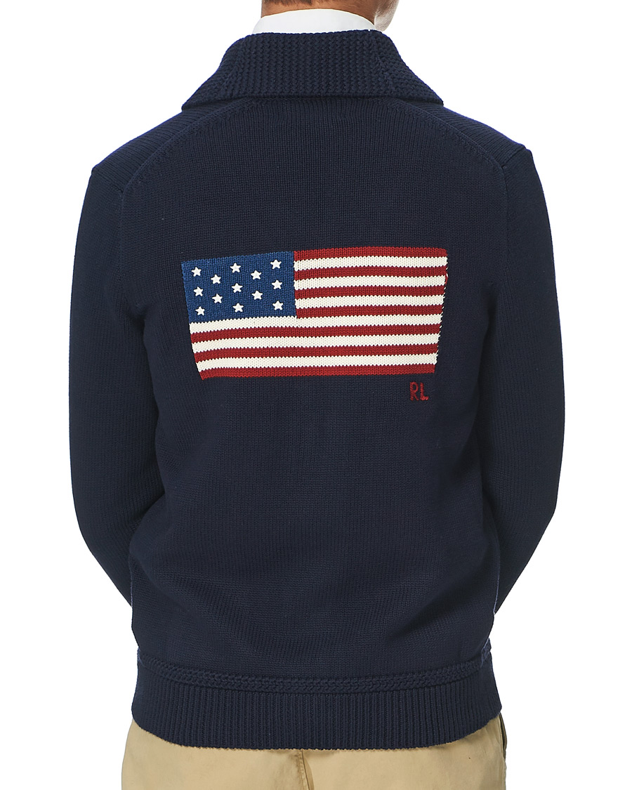 Herre | Gensere | Polo Ralph Lauren | Cotton Knitted Flag Cardigan Hunter Navy