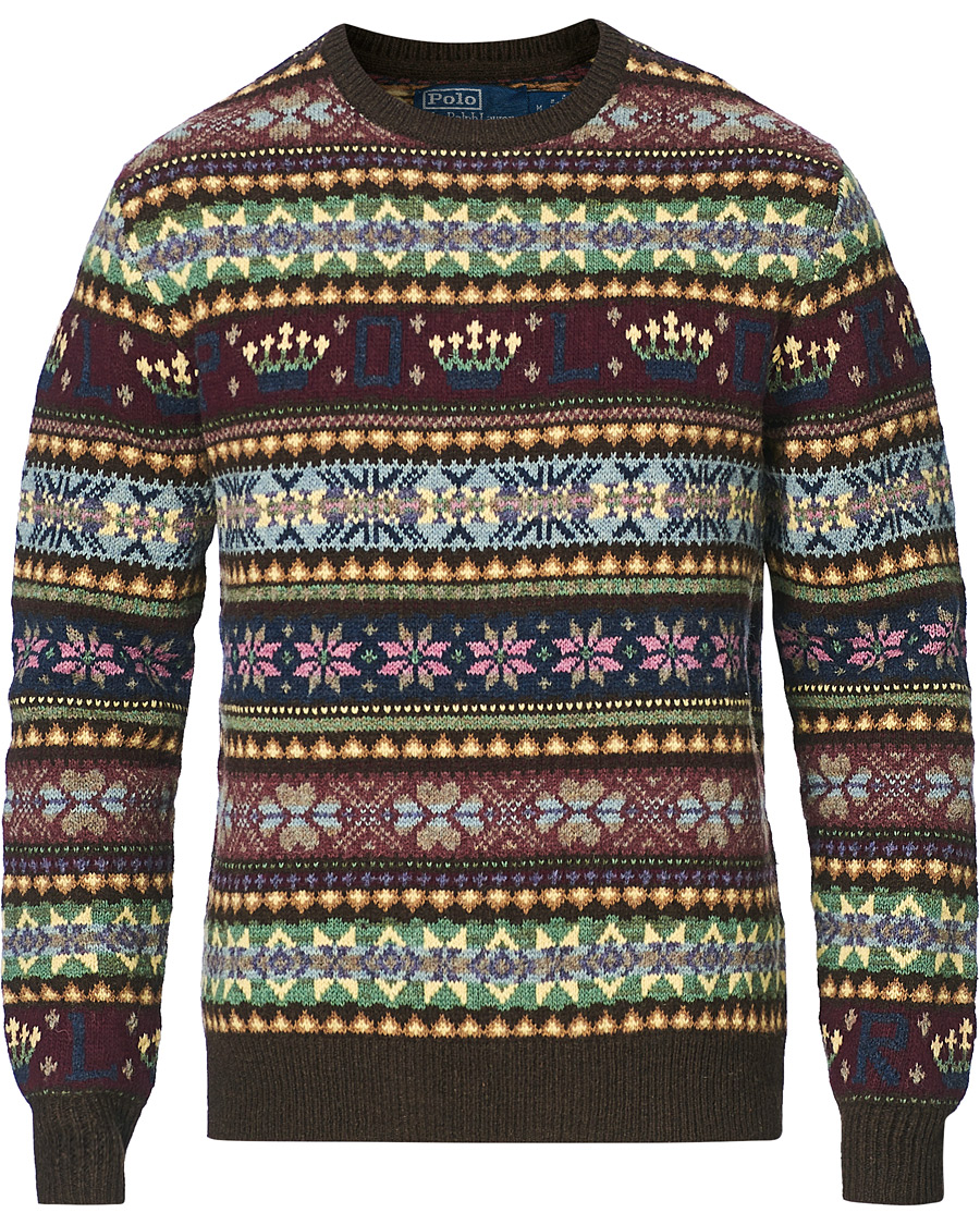 Herre | Gensere | Polo Ralph Lauren | Fairisle Knitted Polo Sweater Dark Brown Multi