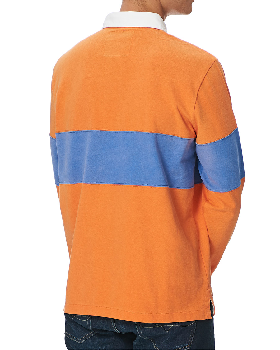 Herre | T-Shirts | Polo Ralph Lauren | Block Stripe Rugby Kona Orange/Deep Blue