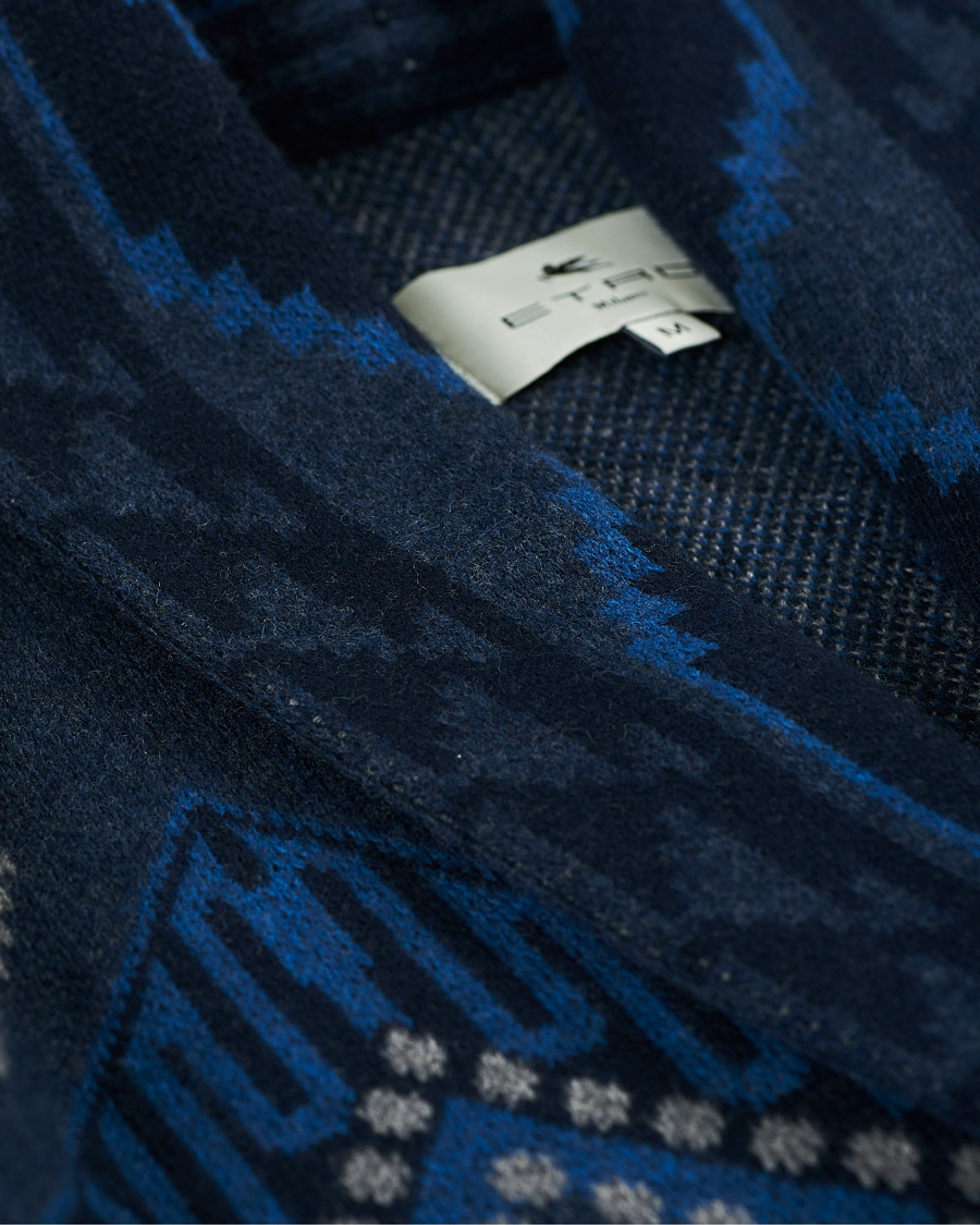 Herre | Pyjamaser og badekåper | Etro | Wool Jacquard Shawl Robe Navy