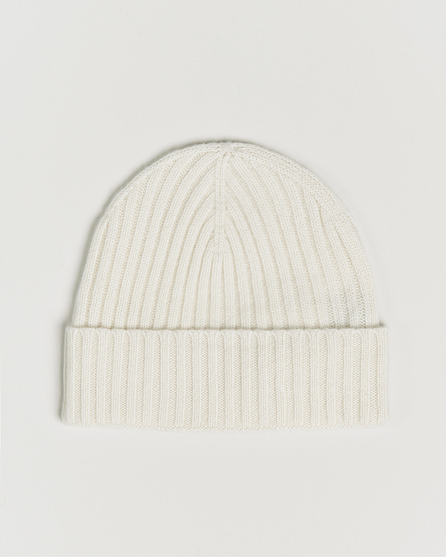 Herre | Amanda Christensen Rib Knitted Cashmere Cap Cream | Amanda Christensen | Rib Knitted Cashmere Cap Cream