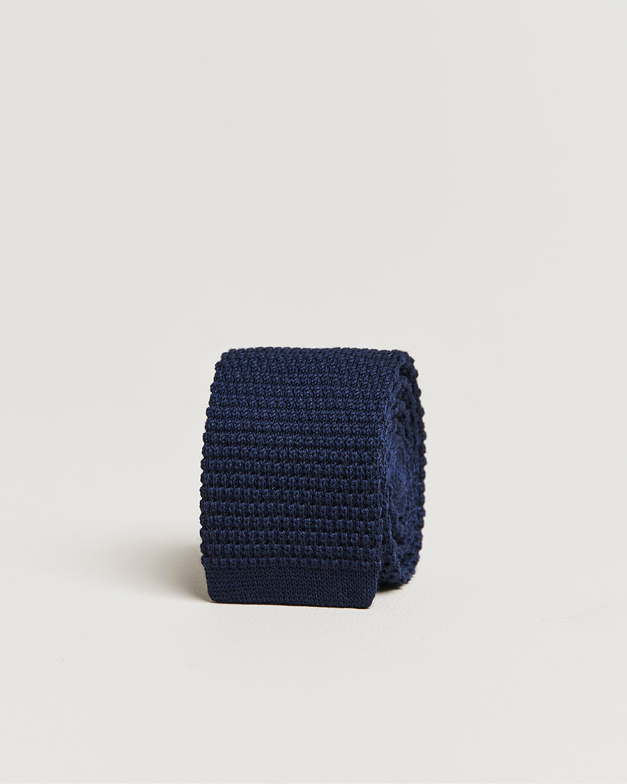 Herre |  | Amanda Christensen | Wool Knitted 6cm Tie Navy