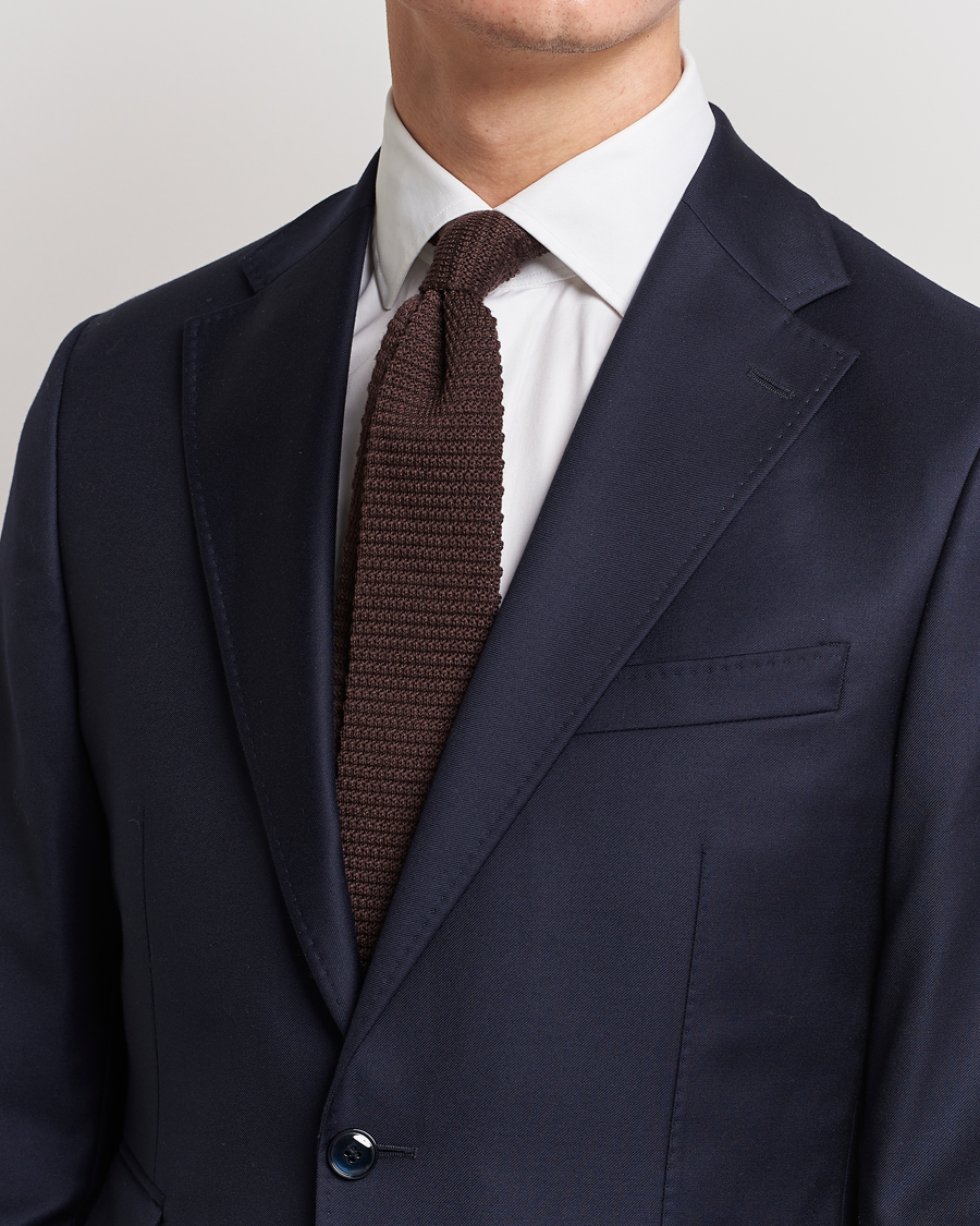 Herre | Amanda Christensen Wool Knitted 6cm Tie Brown | Amanda Christensen | Wool Knitted 6cm Tie Brown