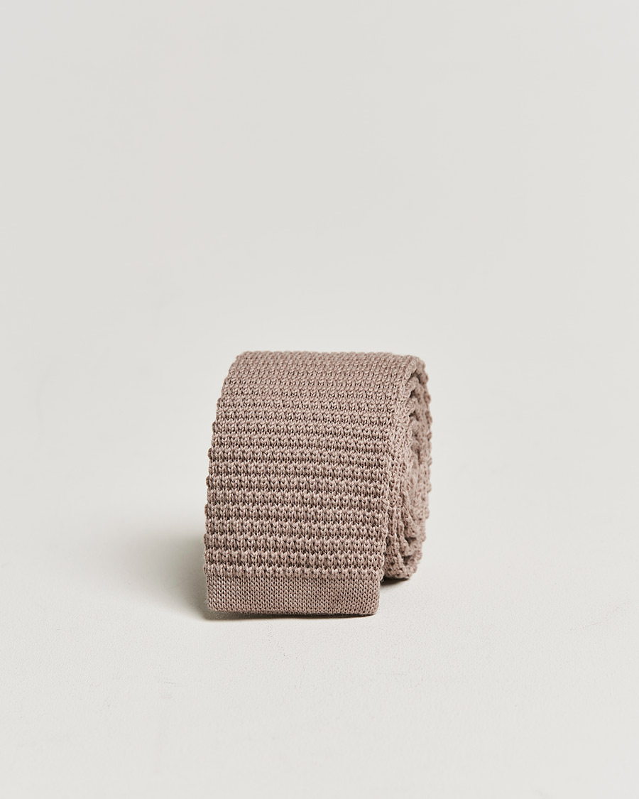 Herre | Amanda Christensen Wool Knitted 6cm Tie Beige | Amanda Christensen | Wool Knitted 6cm Tie Beige
