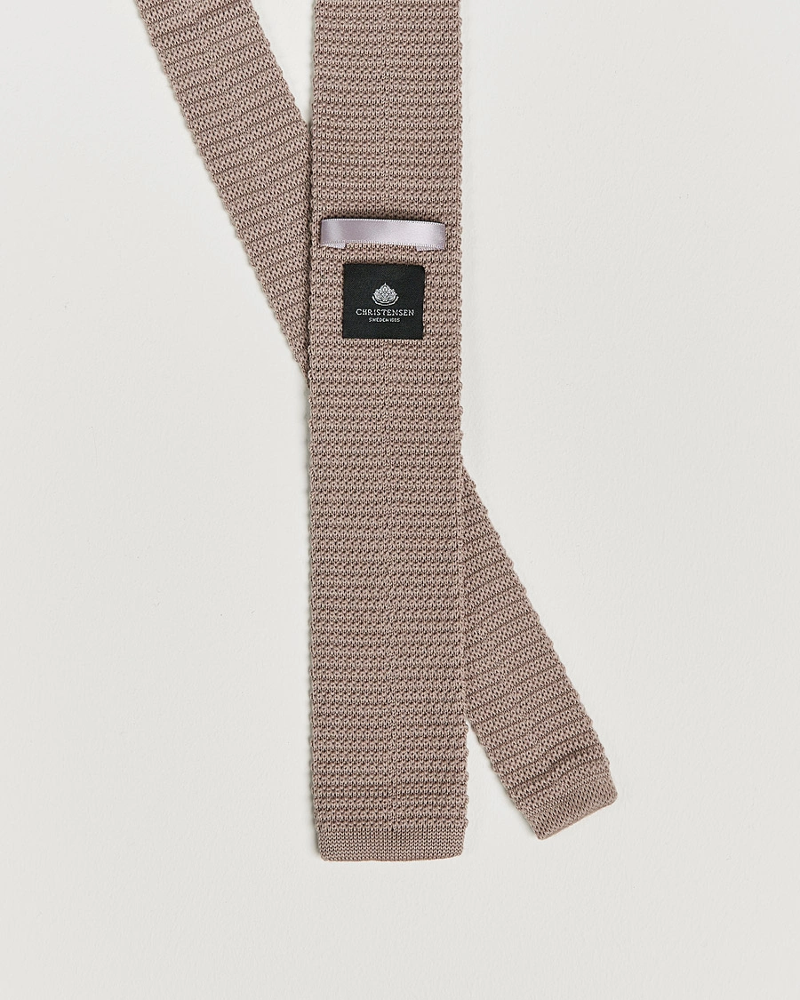 Herre |  | Amanda Christensen | Wool Knitted 6cm Tie Beige