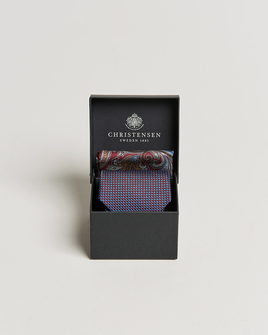 Herre | Amanda Christensen Box Set Silk 8 cm Paisley Tie And Pocket Square Wine | Amanda Christensen | Box Set Silk 8 cm Paisley Tie And Pocket Square Wine