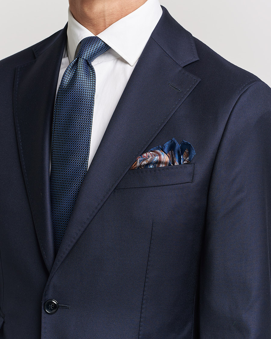 Herre | | Amanda Christensen | Box Set Silk 8 cm Paisley Tie And Pocket Square Navy
