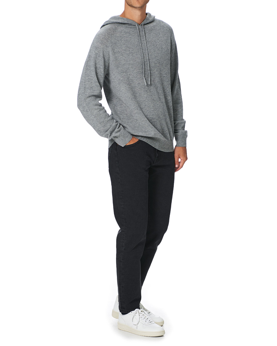 Herre | Gensere | Tiger of Sweden | Nakkne Wool Hoodie Med Grey Mel