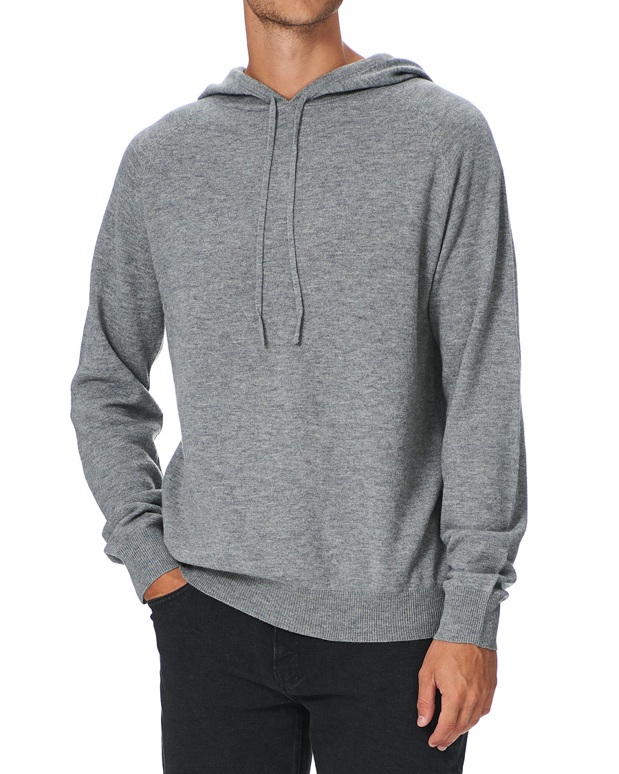 Herre | Gensere | Tiger of Sweden | Nakkne Wool Hoodie Med Grey Mel