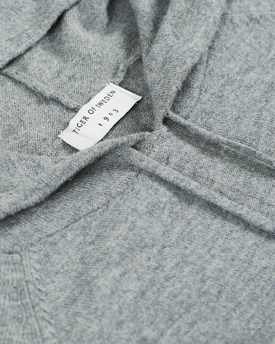 Herre | Gensere | Tiger of Sweden | Nakkne Wool Hoodie Med Grey Mel