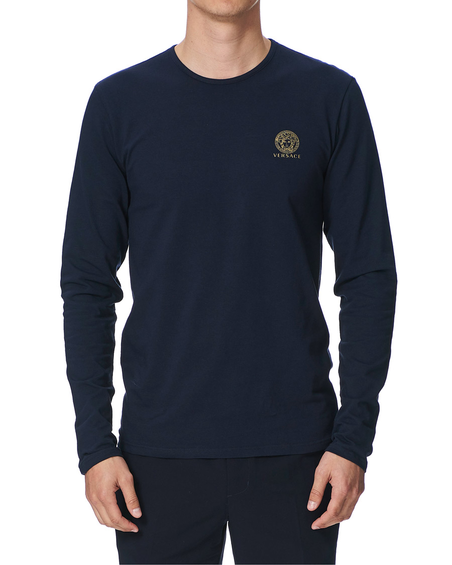 Herre | T-Shirts | Versace | Medusa Long Sleeve Tee Navy