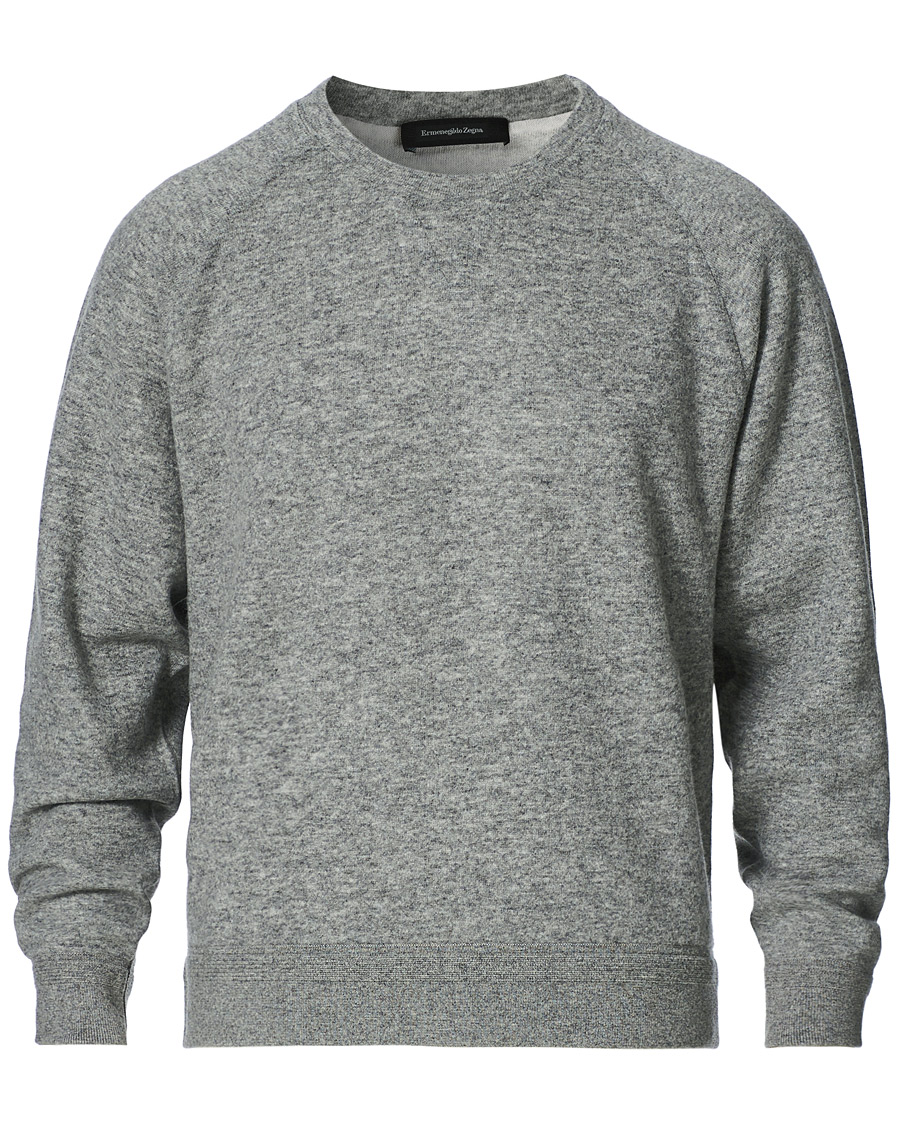 Herre | Gensere | Ermenegildo Zegna | Double Construction Cashmere Sweatshirt Silver Grey