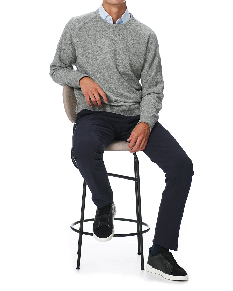Herre | Gensere | Ermenegildo Zegna | Double Construction Cashmere Sweatshirt Silver Grey