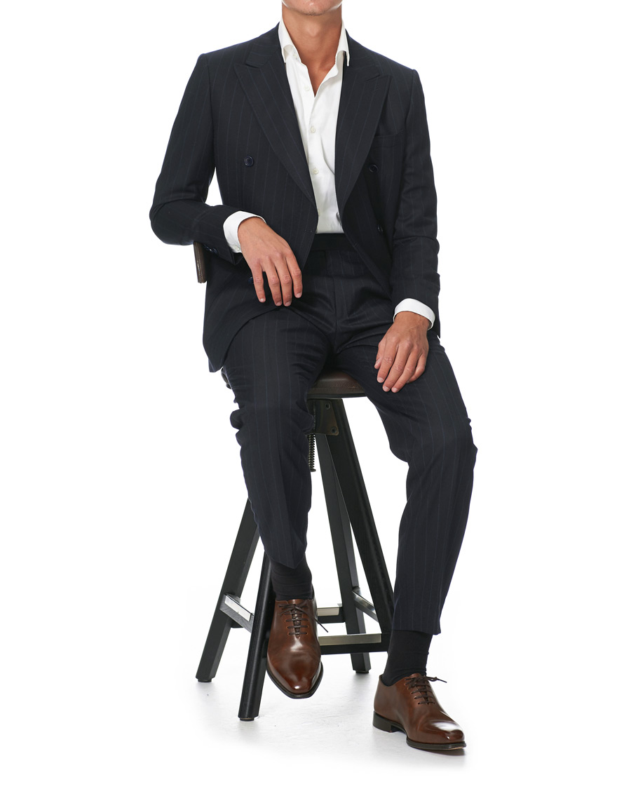Herre | Dressjakker | Morris Heritage | Pinstripe Double Breasted Suit Blazer Navy