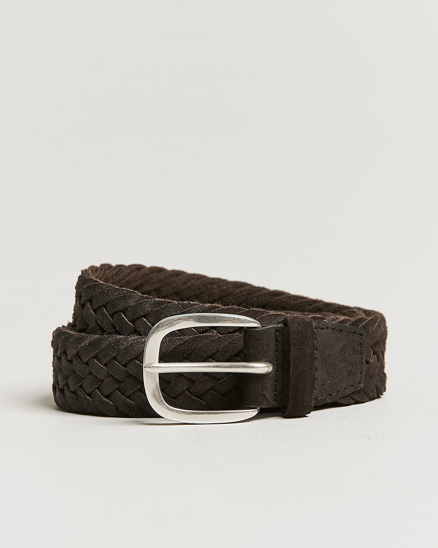 Herre | Orciani Braided Suede Belt 3,5 cm Dark Brown | Orciani | Braided Suede Belt 3,5 cm Dark Brown