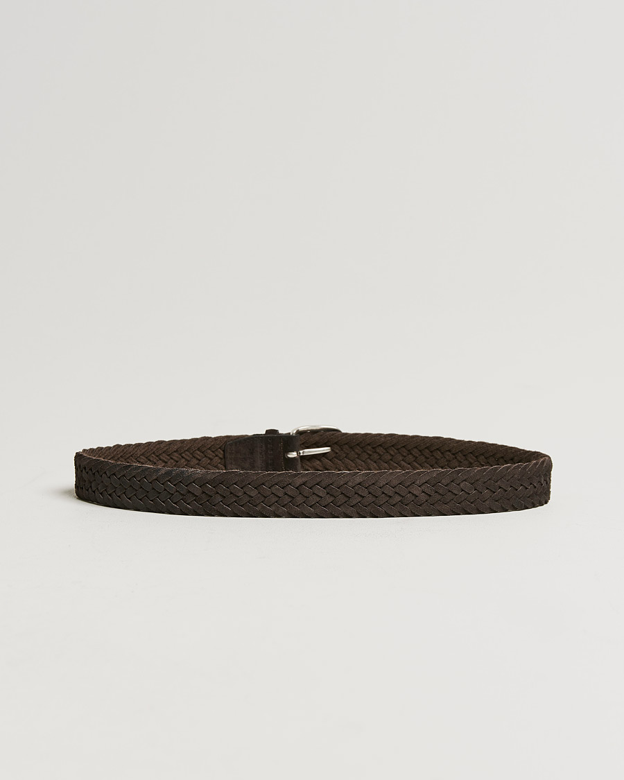 Herre | Belter | Orciani | Braided Suede Belt 3,5 cm Dark Brown