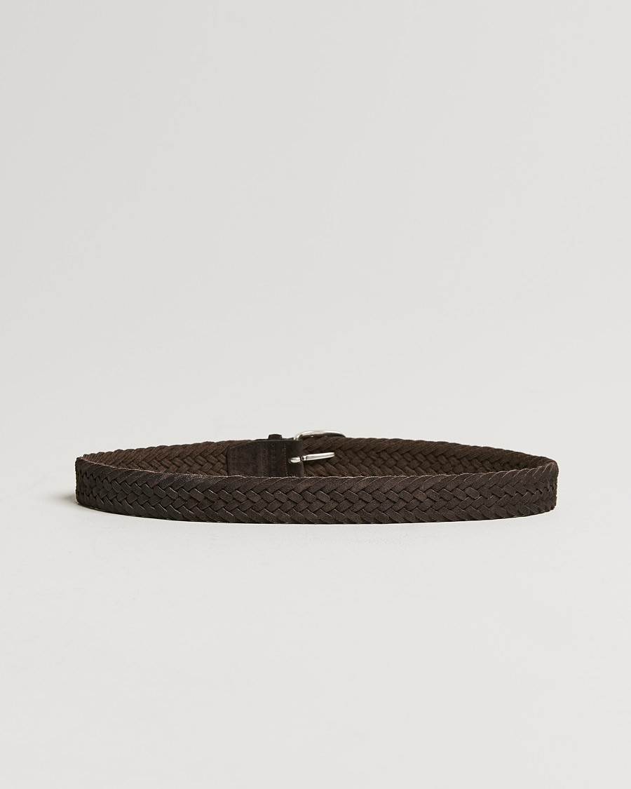 Herre | Orciani Braided Suede Belt 3,5 cm Dark Brown | Orciani | Braided Suede Belt 3,5 cm Dark Brown
