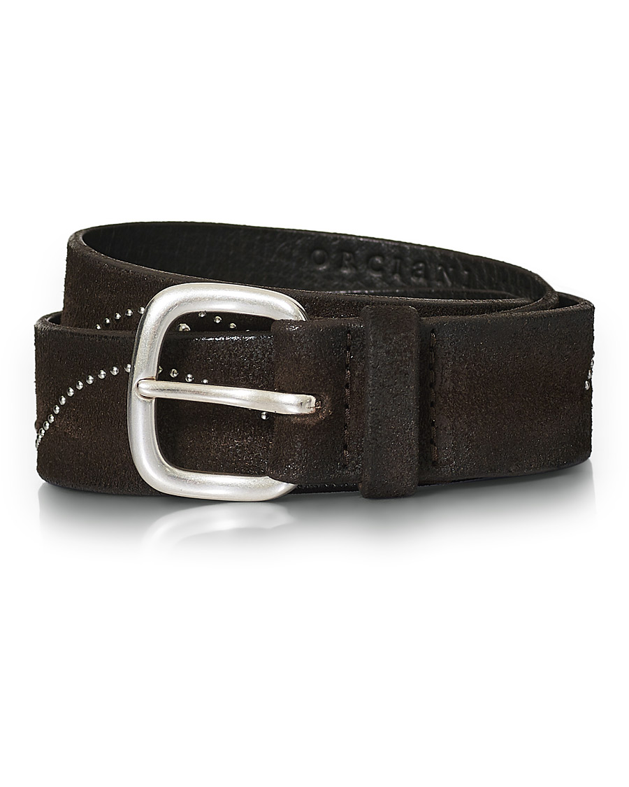 Herre | Orciani Suede Nit Belt 3,5 cm Dark Brown | Orciani | Suede Nit Belt 3,5 cm Dark Brown