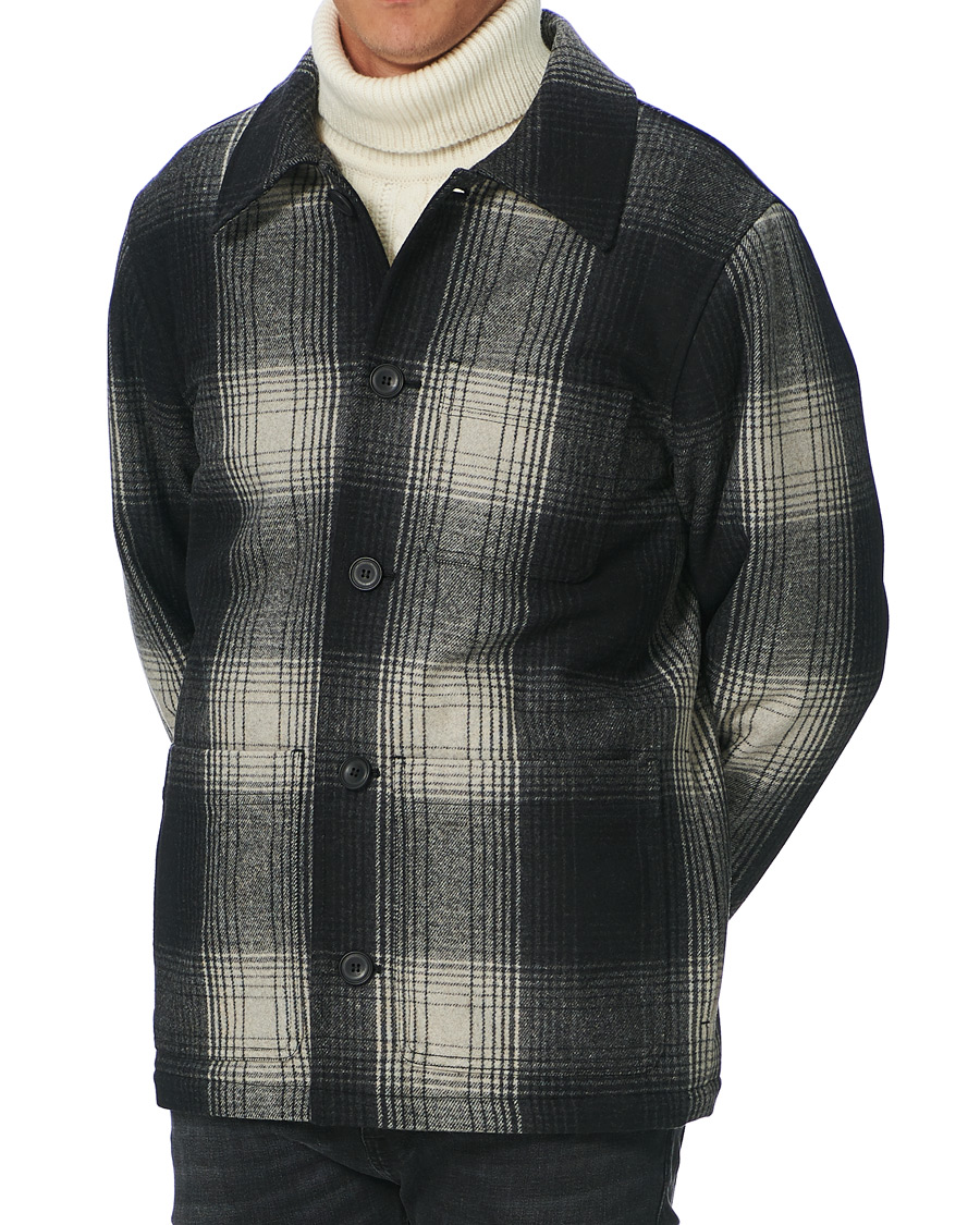 Herre | Jakker | Nudie Jeans | Mangan Shadow Check Lumber Jacket Black/Grey