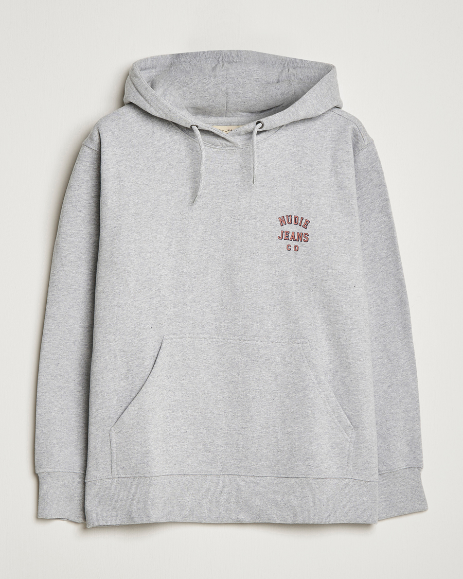 Herre | Gensere | Nudie Jeans | Franke Logo Hoodie Grey melange