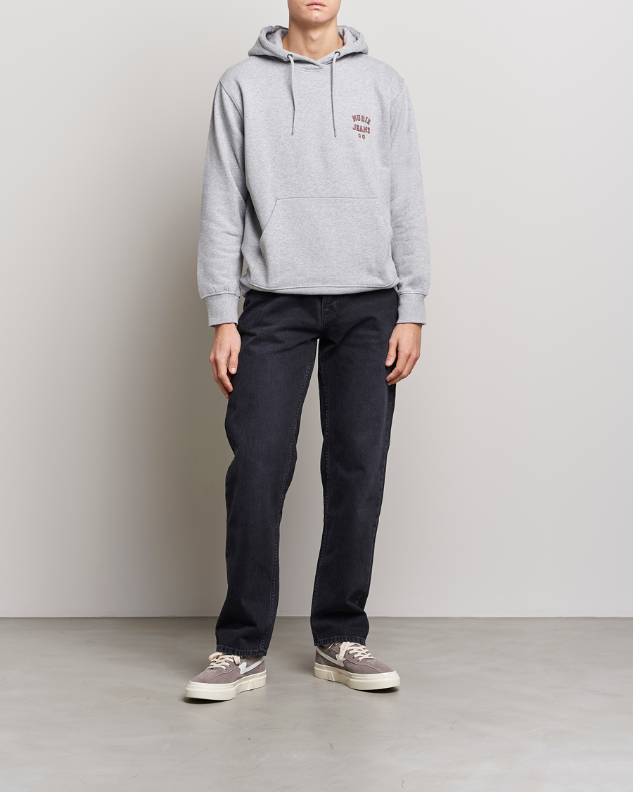 Herre | Gensere | Nudie Jeans | Franke Logo Hoodie Grey melange