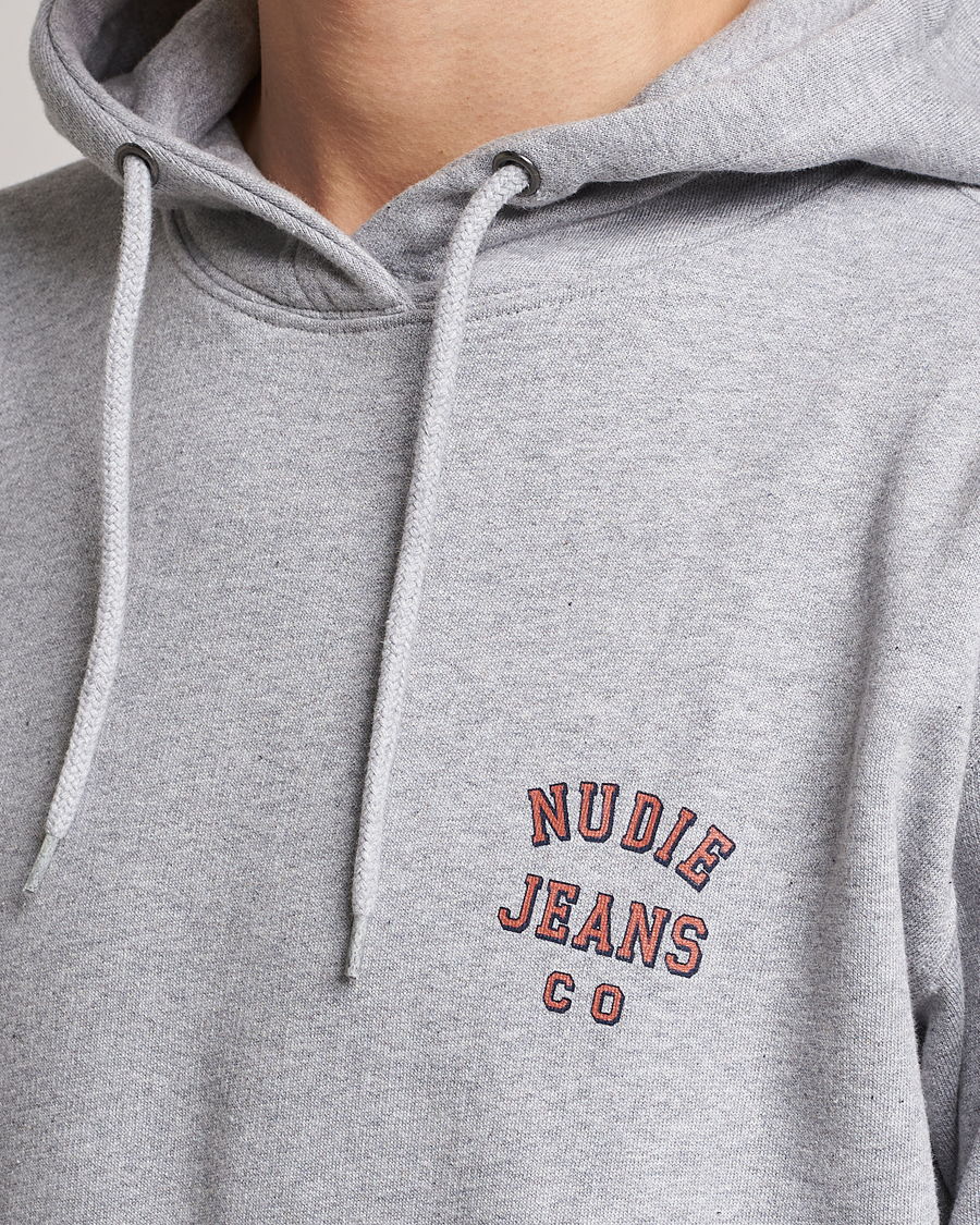 Herre | Gensere | Nudie Jeans | Franke Logo Hoodie Grey melange