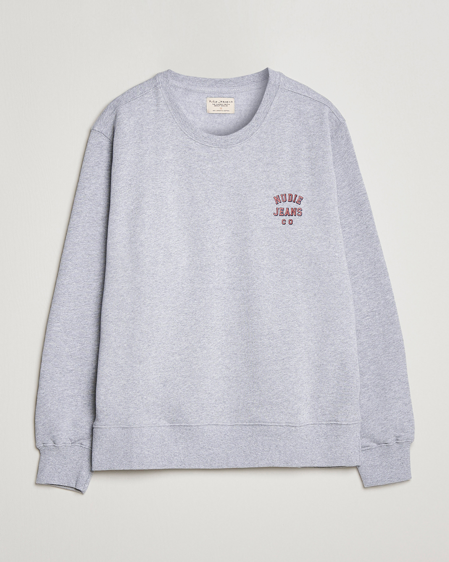 Herre | Gensere | Nudie Jeans | Frasse Logo Sweatshirt Grey melange