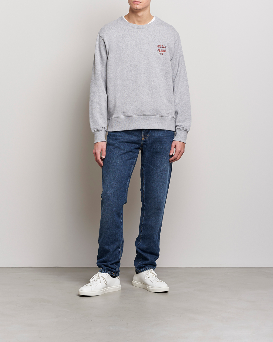 Herre | Gensere | Nudie Jeans | Frasse Logo Sweatshirt Grey melange