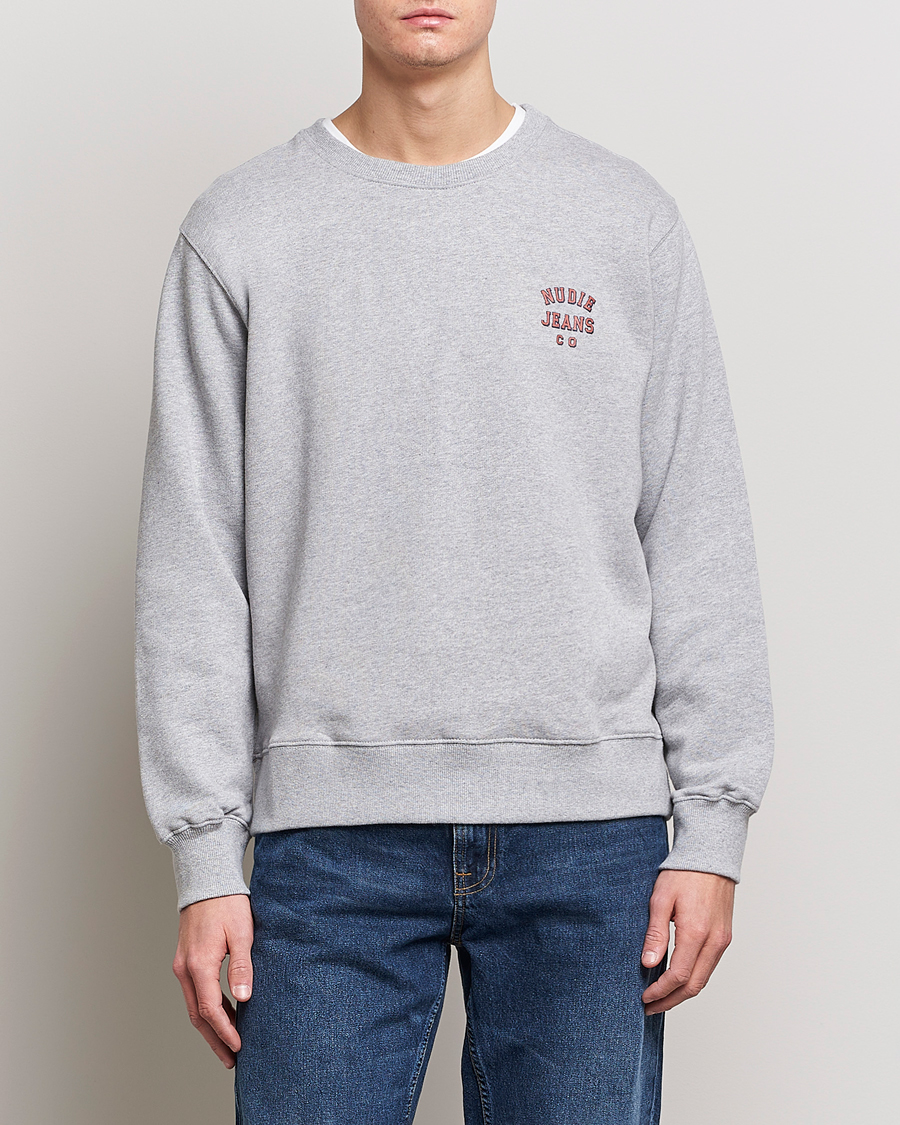Herre | Nudie Jeans | Nudie Jeans | Frasse Logo Sweatshirt Grey melange