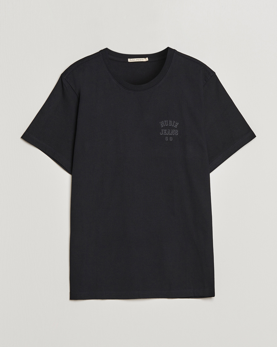 Herre | T-Shirts | Nudie Jeans | Roy Logo Crew Neck Tee Black