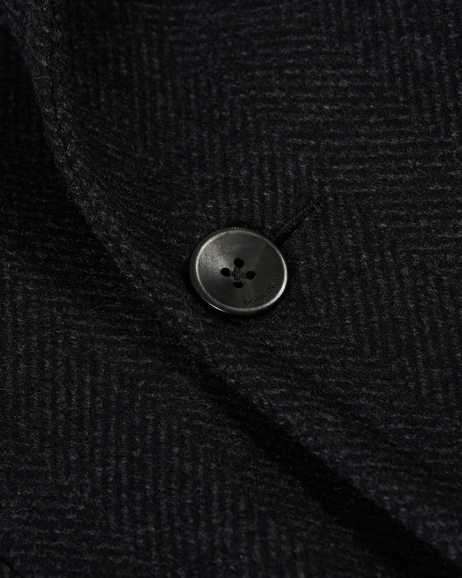Herre | Jakker | Boglioli | Double Breasted Herringbone Coat Dark Grey