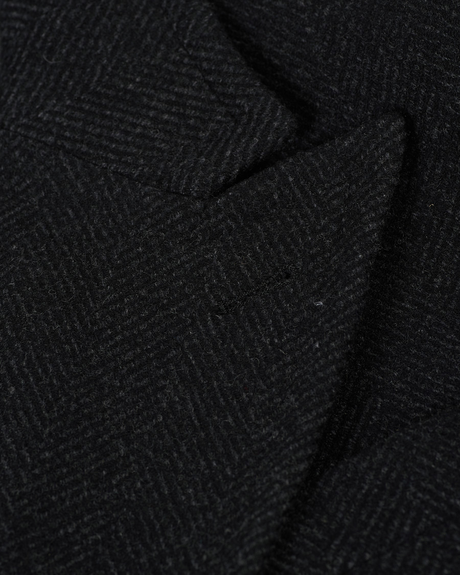 Herre | Jakker | Boglioli | Double Breasted Herringbone Coat Dark Grey