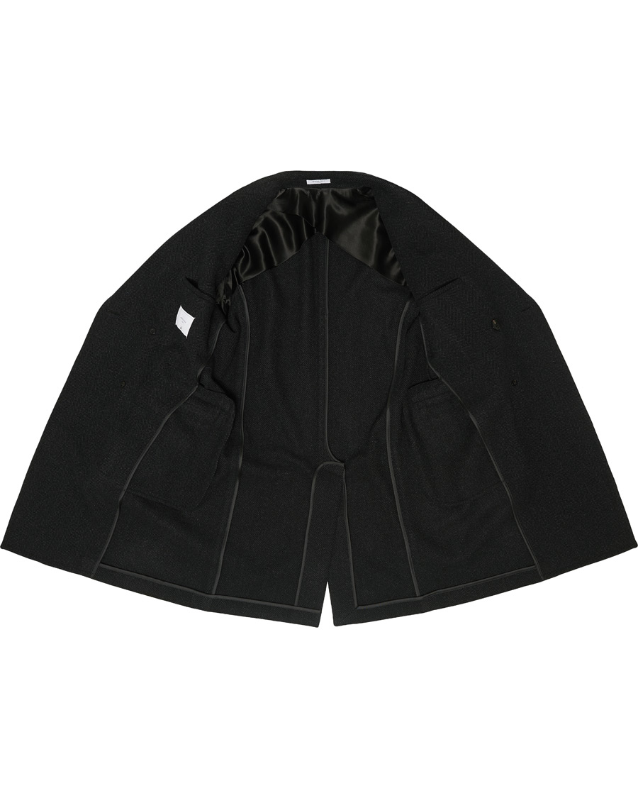 Herre | Jakker | Boglioli | Double Breasted Herringbone Coat Dark Grey