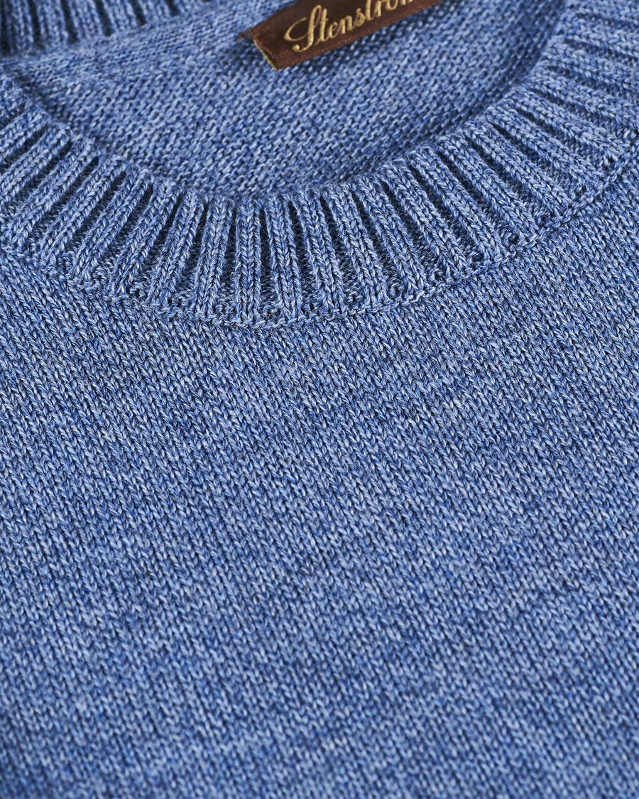 Herre | Gensere | Stenströms | Heavy Knitted Merino Crew Neck Blue Mouliné