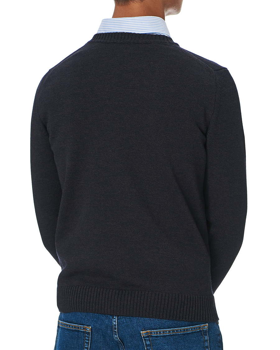 Herre | Gensere | Stenströms | Heavy Knitted Merino Crew Neck Brown/Blue Mouliné