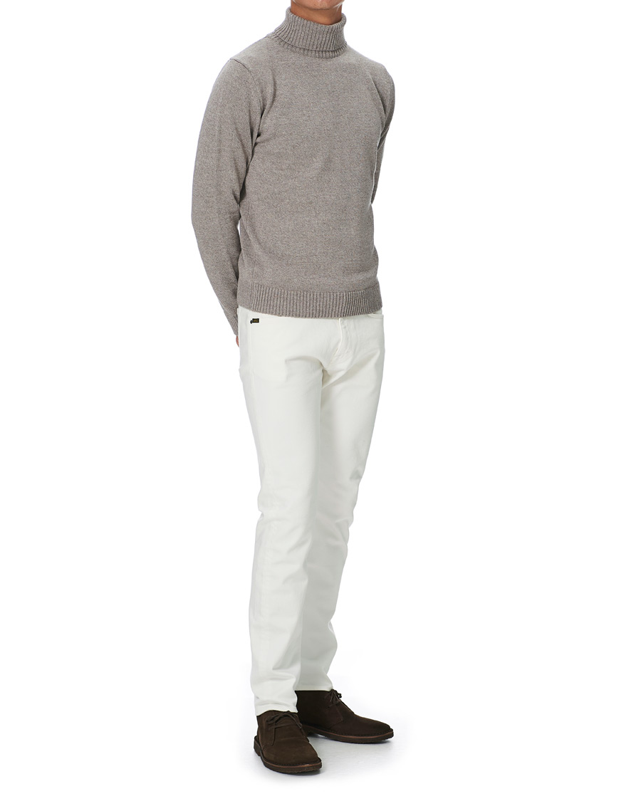Herre | Gensere | Stenströms | Heavy Knitted Merino Rollneck Beige Mouliné