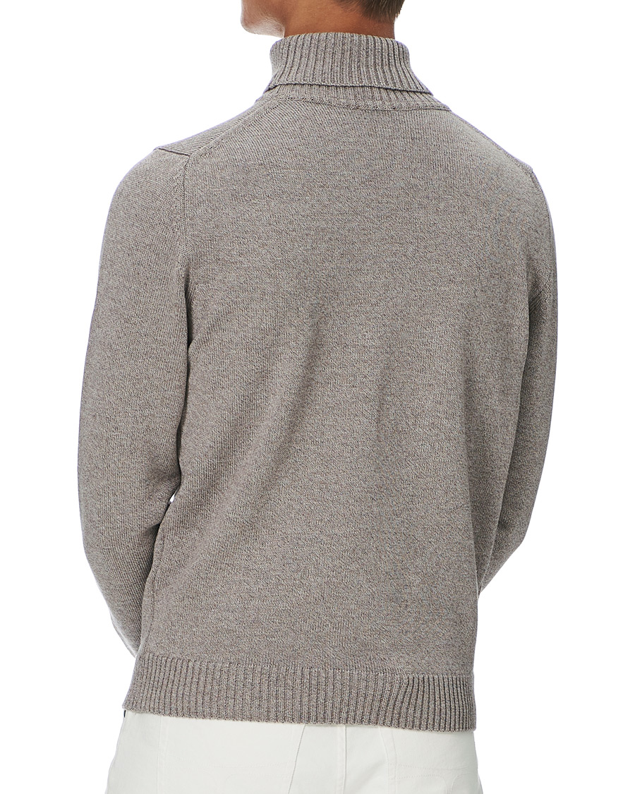 Herre | Gensere | Stenströms | Heavy Knitted Merino Rollneck Beige Mouliné