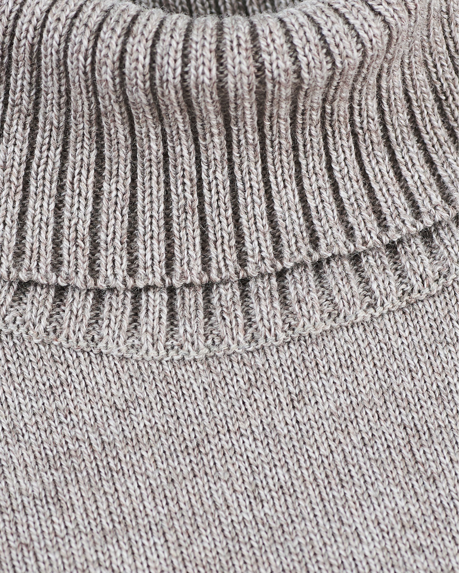 Herre | Gensere | Stenströms | Heavy Knitted Merino Rollneck Beige Mouliné