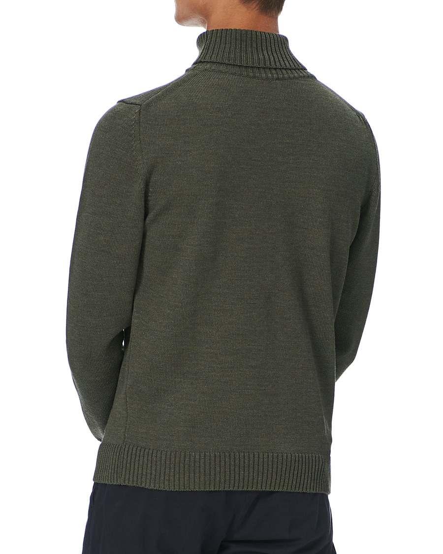 Herre | Gensere | Stenströms | Heavy Knitted Merino Rollneck Forest Green