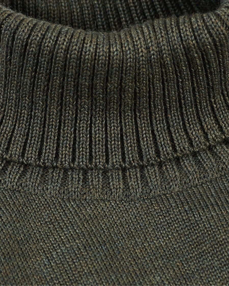 Herre | Gensere | Stenströms | Heavy Knitted Merino Rollneck Forest Green