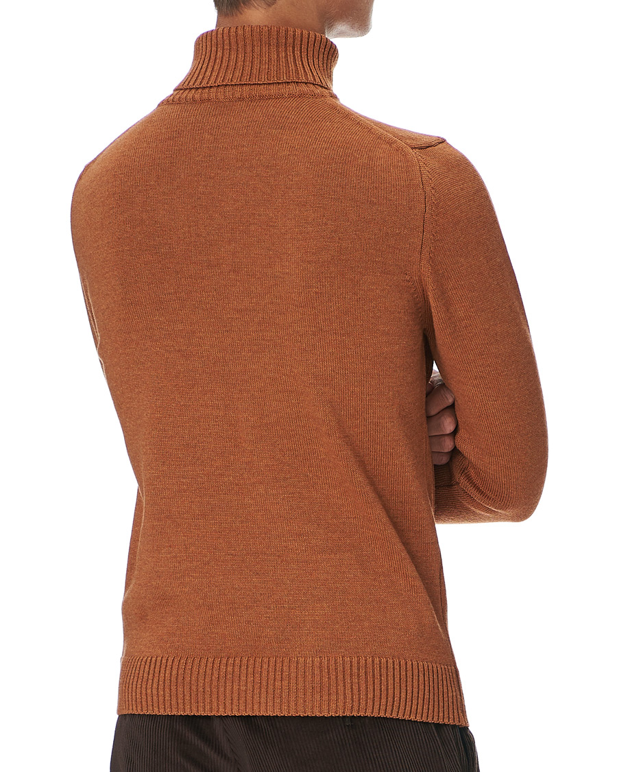 Herre | Gensere | Stenströms | Heavy Knitted Merino Rollneck Soft Orange