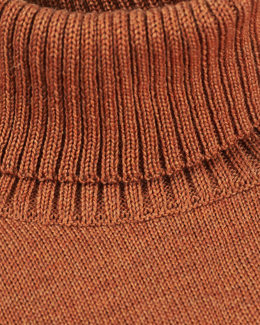 Herre | Gensere | Stenströms | Heavy Knitted Merino Rollneck Soft Orange